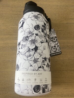 NEW HYDRAPEAK Artisan 32oz Flow Stainless Skulls Water Bottle Hot Cold Skull  