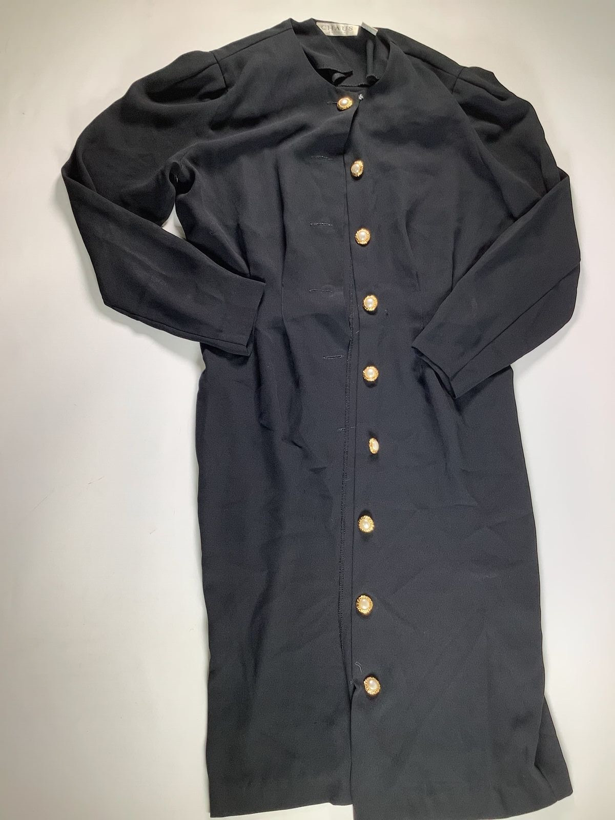 Womens Chaus Black Long Sleeve Button Down Dress Size 10 GUC