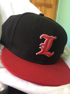 black and red flat bill hat