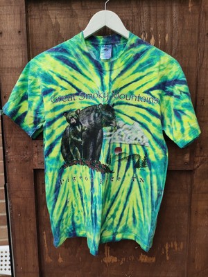 Vintage Tie Dye Great Smoky Mountains T-Shirt Size M Pigeon Forge Tennessee