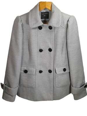 Dorothy Perkins Womens Coat UK 14 Grey Military Style Jacket Double Button