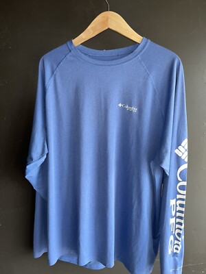 Columbia PFG Omni Shade Long Sleeve Vented Fishing Outdoor Shirt Men's XL Blue