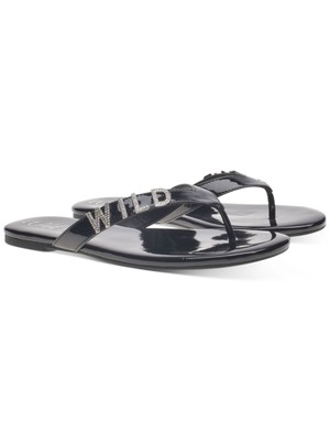 

WILD PAIR Женские черные босоножки со стразами Fantasia Round Toe Slip On Thong Sandals, Черный, 10012636900