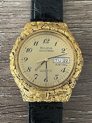 bulova gold nugget watch 18k plated swiss 3063 5020 ao 326218334009