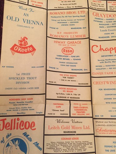 Vtg 1950’s Lake Nipigon Ontario Tourist Vacation Map Lots Of Advertising Unique