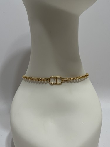 Vtg CHRISTIAN DIOR BY JOHN GALLIANO MINI GOLD CD LOGO NECKLACE