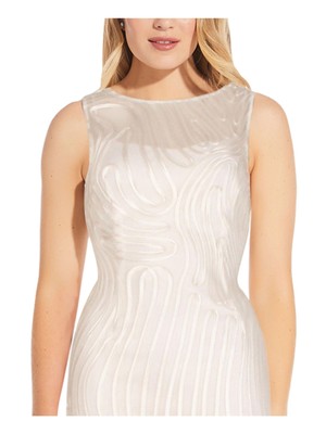 

ADRIANNA PAPELL Женское сутажное платье цвета слоновой кости без рукавов выше колена-футляр, Цвет слоновой кости