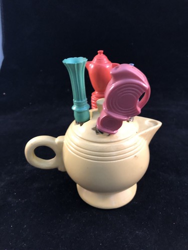 Adorable Fiesta Accessory Hostess Canape Set - Teapot Base and 4 Spreaders CUTE!