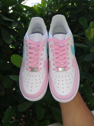 Pre-owned Nike ?  Air Force 1 Womens /gs White White Pink Turquoise Multi Size + Free Gift