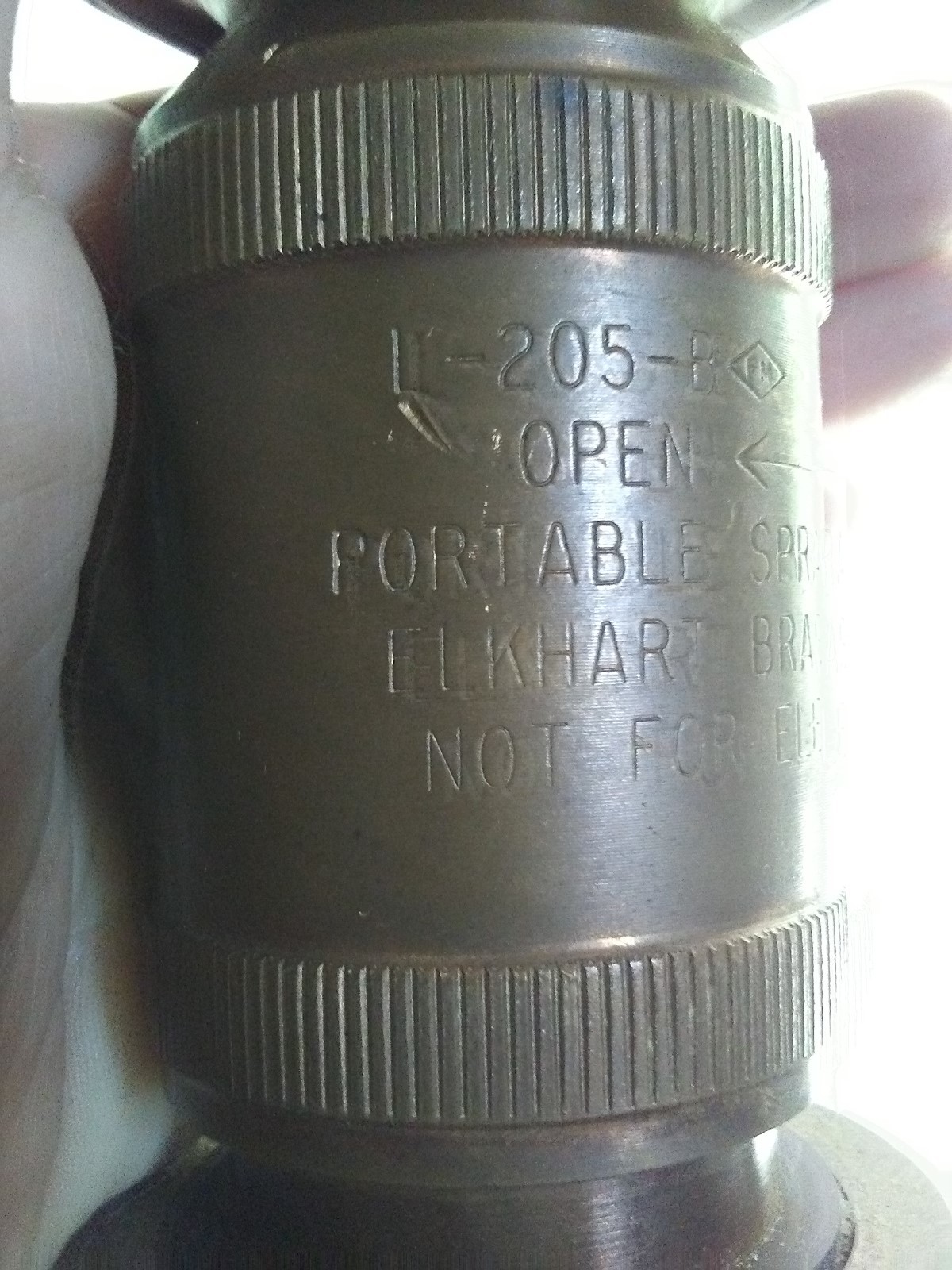 Vintage Portable Fire Hose Spray Type Nozzle L205B Listed 392M Elkhouse Brass