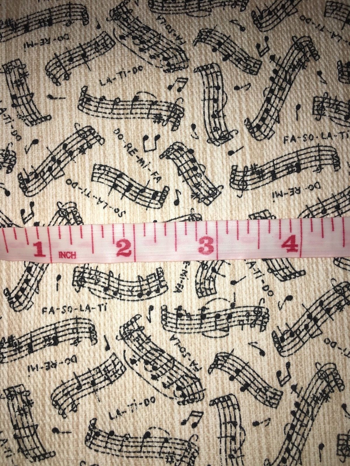 Vtg Music Note Clef Fabric 2 Yds x 46