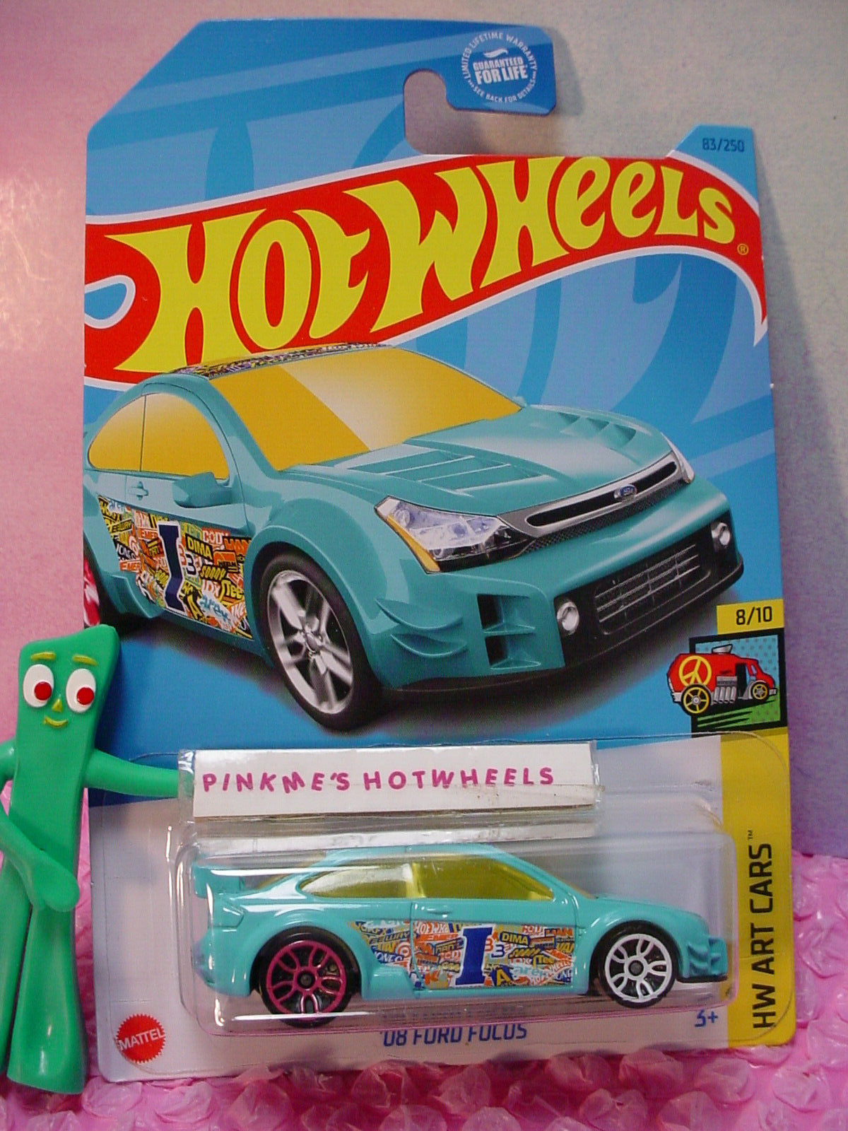 2023 Hot Wheels '08 FORD FOCUS #83 turquoise;pink/white j5 2023 Hot Wheels '08 FORD FOCUS #83 turquoise;pink/white j5