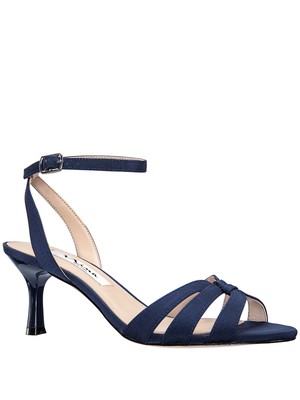 

NINA Женские темно-синие кожаные босоножки на каблуке с вырезом Coralee Kitten Heel с пряжкой на каблуке 8 м, Navy, CORALEE-YF