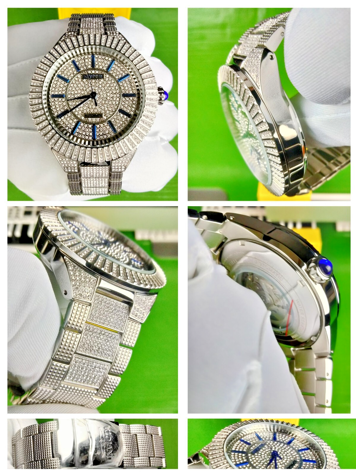 Invicta Specialty Pave Crystal Automatic Men Watch 34586 Silver SS