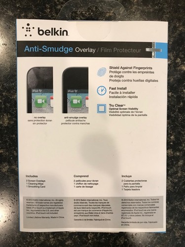 Belkin Screen Guard iPod Touch 4th Geneneration Gen Tru Clear Anti-Smudge