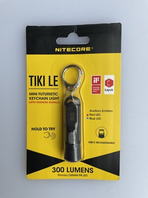 NITECORE TIKI LE 300 Lumen USB-C Rechargeable Keychain Flashlight Red/Blue LED