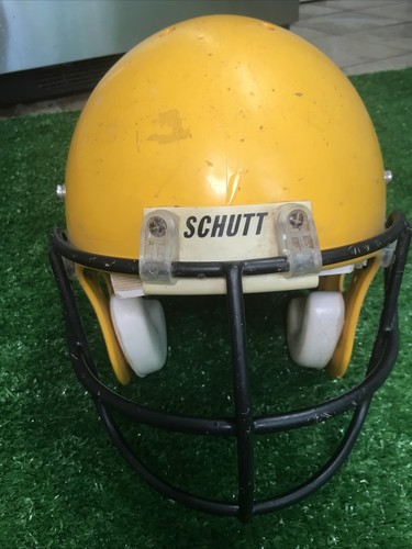SCHUTT VINTAGE   BLANK YELLOW FOOTBALL HELMET GAME USED