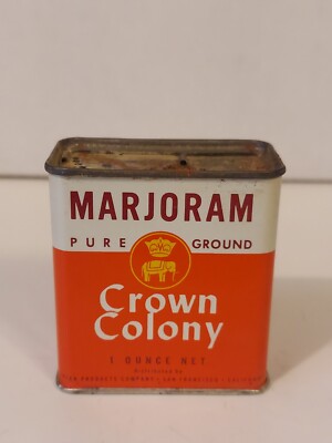 Crown Colony Brand 1959 Marjoram Spice Tin
