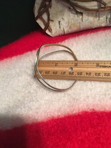 Vintage Silver Over Copper Aztec Tribal Cuff Bracelet 5.5” Fits 7” Wrist Mexico