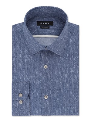 

DKNY Мужская синяя классическая рубашка с длинным рукавом и воротником в ломаную клетку M 15,5- 34/35, Синий, 2901110