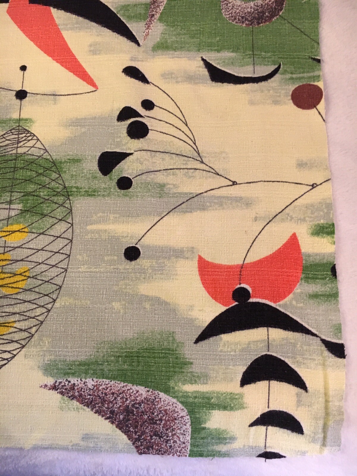 Vintage Geometric Barkcloth Fabric - 59” X 32”    (12)