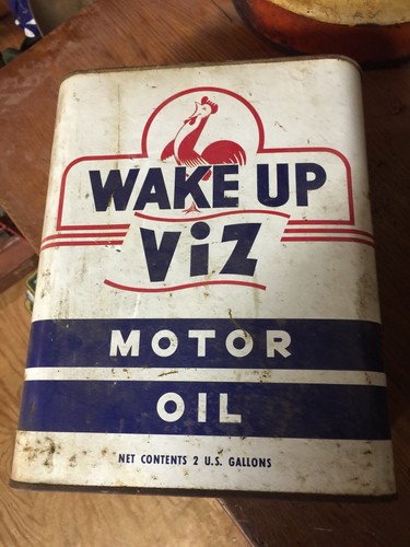 Wake Up Viz Motor Oil 2 Gal Metal Empty Can