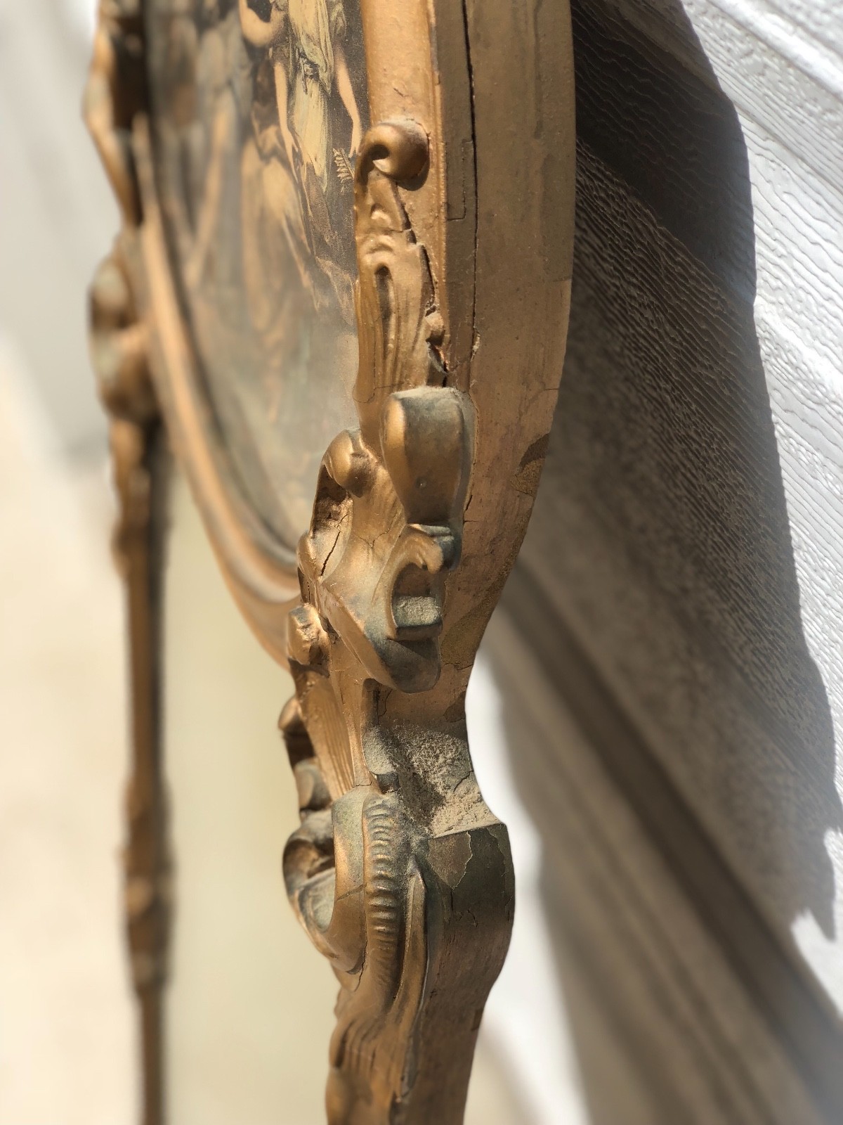 Antique Mirrors Ca1800 - 43x13 painted wood w/watercolor painting