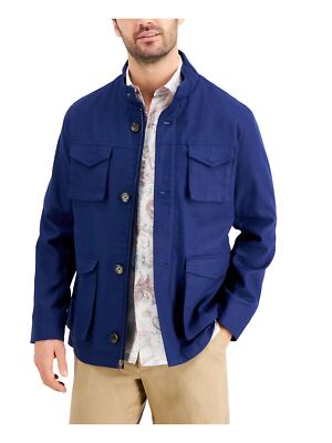 

Мужская темно-синяя хлопковая куртка на молнии TASSO ELBA, Navy, 100118347MN