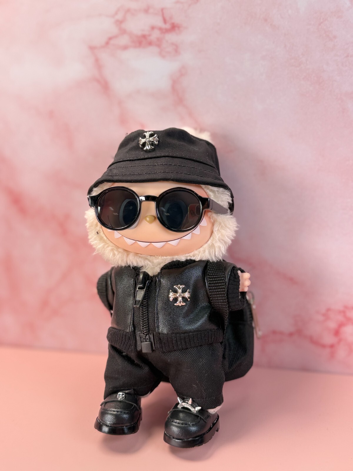 Labubu Chrome hearts風 着せ替え Labubu Doll Clothing Outfit Set - Chrome Hearts-Inspired 6