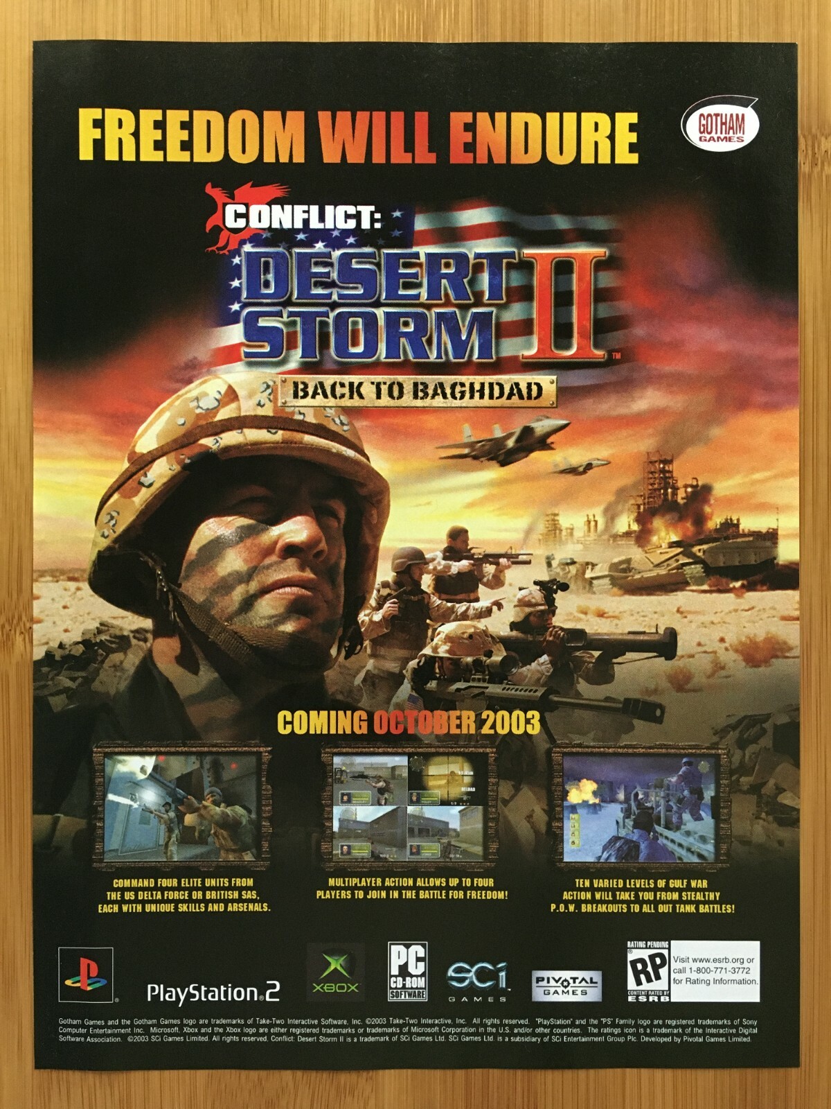 Conflict: Desert Storm II 2 PS2 Xbox Gamecube 2003 Print Ad