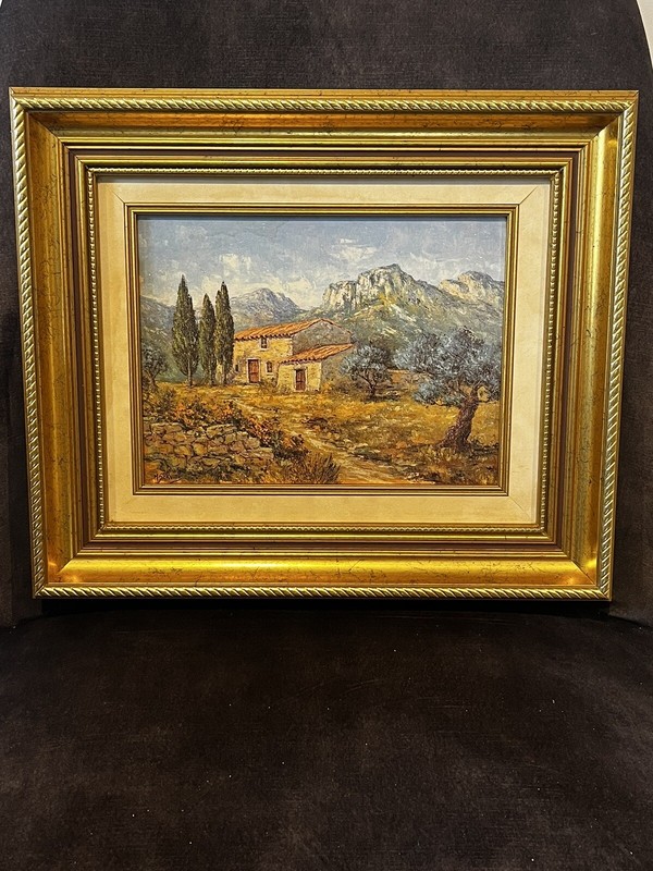 Peinture SignÃ©E M. Schwab - Le Cabanon ProvenÃ§Ale Et Le Mont Sainte Victoire