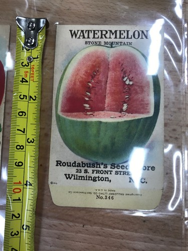 ANTIQUE 1918 WATERMELON SEED PACKET / ROUDABUSH SEED STORE, N.C.