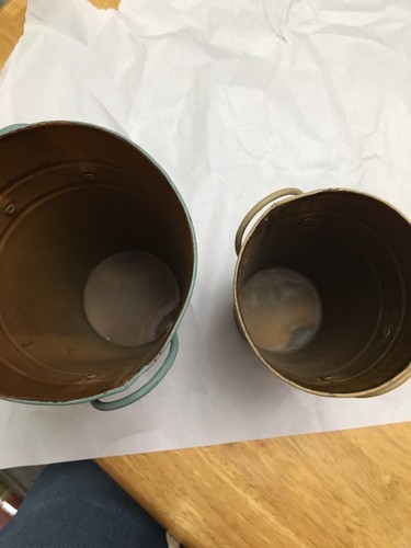 American Folk Art Metal Painted Can Basket Set Of 2