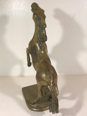 Vtg Brass Rearing Wild Stallion Horse Statue