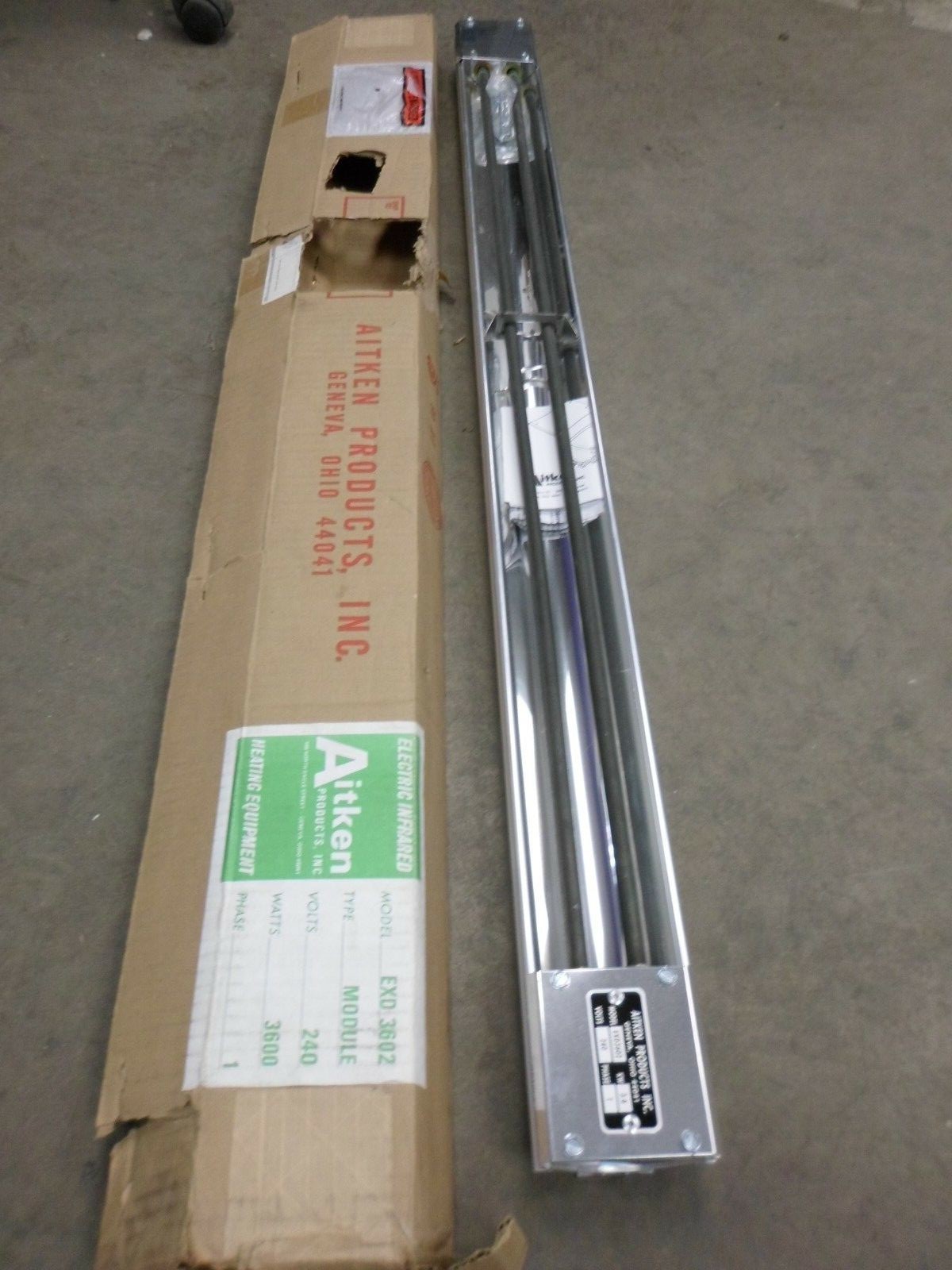 AITKEN EXD3602 240 V 3600 W 1 PH DOUBLE ELEMENT ELECTRIC INFRARED HEATER NIB