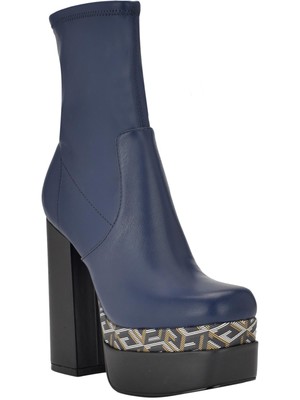 Женские ботильоны GUESS Womens Blue на платформе Caballa с квадратным носком и блочным каблуком 9,5 М