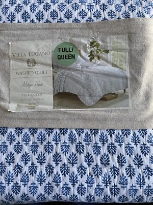 NEW Villa Lugano Quilt Washed Aditya Blue Queen Sized  White And Navy Blue New