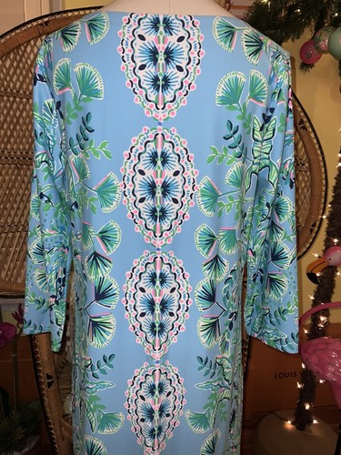 Pre-owned Lilly Pulitzer Seralina Maxi Frenchie Blue Mosaic Shells $298 Size L,xl In Multicolor