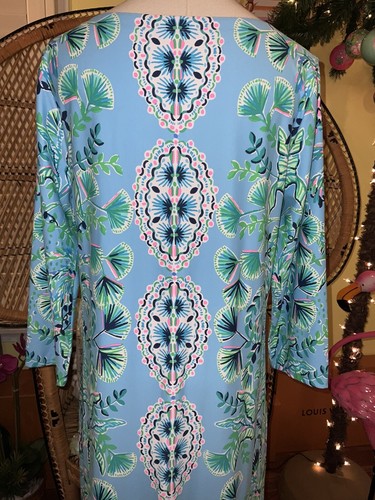 Pre-owned Lilly Pulitzer Seralina Maxi Frenchie Blue Mosaic Shells $298 Size L In Multicolor