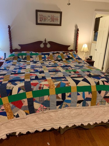 Vintage Patchwork Cotton Quilt 94” By 82”