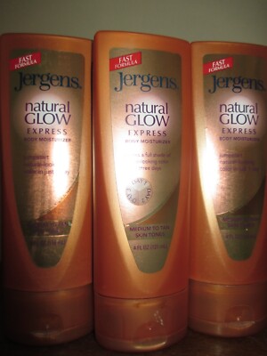Lot of 3 Jergens Natural Glow Express Body Moisturizer - Medium to Tan - 4 oz