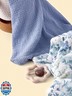 TILLYOU Muslin Hooded Baby Towels for Newborn 2 Pack, 32x32Inch Soft Baby Bath Towel Highly Absorbent for Newborn and Infant, Essential for Newborn Care, Blue Flower