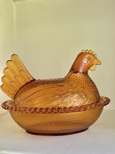 ビンテージ インディアナゴールド ウランガラス チキン