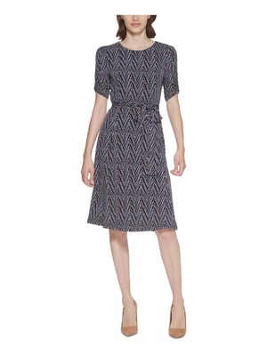 

JESSICA HOWARD Женское темно-синее платье-футляр с поясом и короткими рукавами Petites, Navy