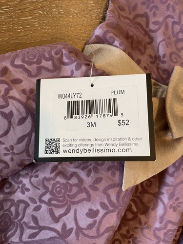 NEW WITH TAGS Gorgeous Wendy Bellissimo Plum Floral Dress w/Gold Bow 3 Months