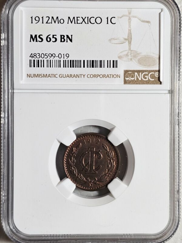 Mexico 1 Centavo 1912 Mo NGC MS 65 BN