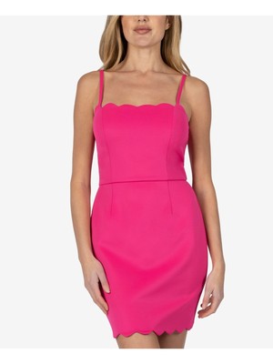 БЕЗМОЛВНОЕ женское розовое облегающее короткое платье на регулируемых бретельках XL