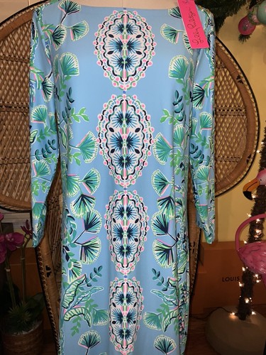 Pre-owned Lilly Pulitzer Seralina Maxi Frenchie Blue Mosaic Shells $298 Size L In Multicolor