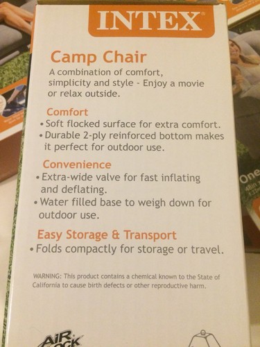 4 Intex Inflatable Gray Large Outdoor Camping Chairs - 48 in x 44 in x 39 in