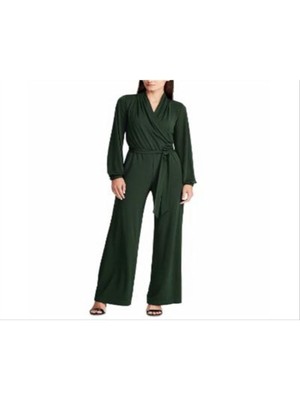 

Женский зеленый комбинезон с широкими штанинами и запахом RALPH LAUREN